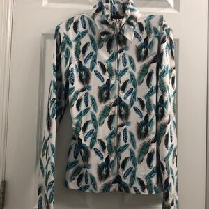 Hobby Horse Teal and brown feather top